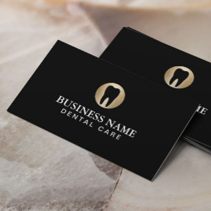 Dental Care Modern Black & Gold Professional Business Card