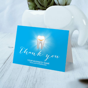Dental Care Smiling Tooth Plain Business Thank You Card