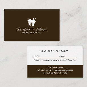 Dental Care Tooth Logo Plain Brown Dentist Appointment Card