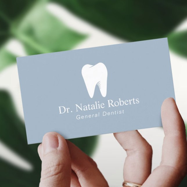 Dental Care Tooth Logo Plain Mist Blue Dentist App Appointment Card (Creator Uploaded)