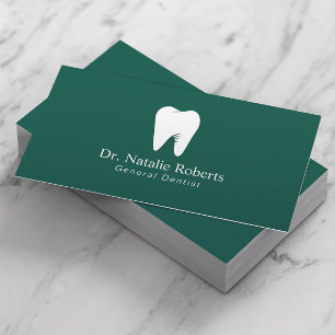 Dental Care Tooth Logo Plain Teal Green Dentist Appointment Card