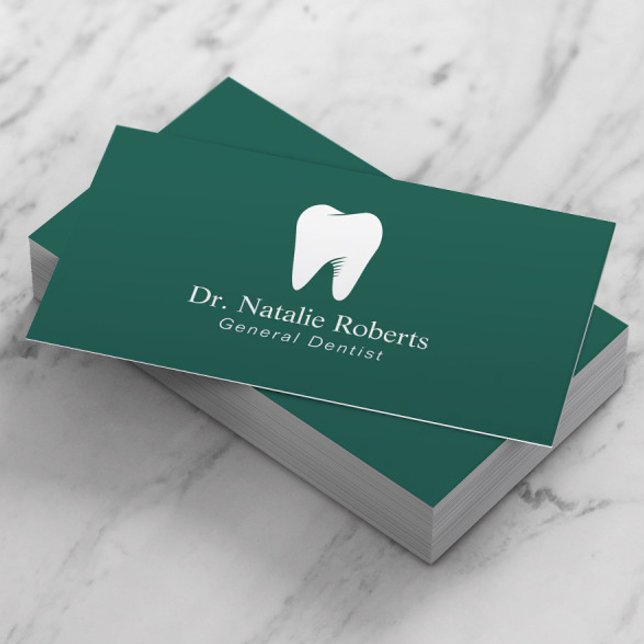 Dental Care Tooth Logo Plain Teal Green Dentist  Appointment Card (Creator Uploaded)