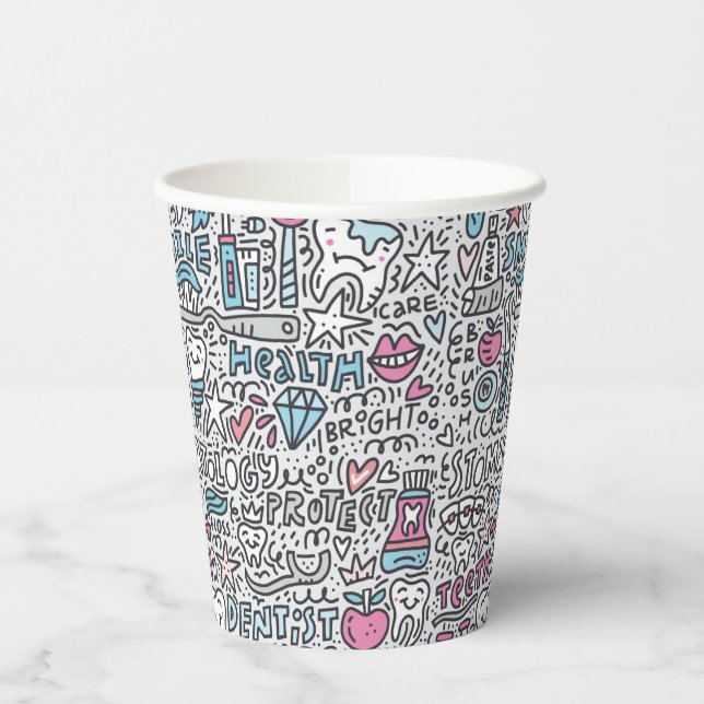 Dental Cartoon Pattern Paper Cups (Left)