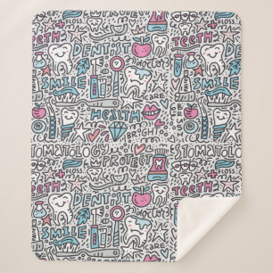 Dental Cartoon Pattern Sherpa Blanket