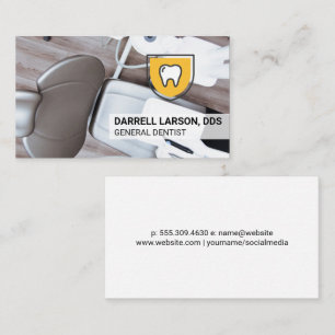 Dental Chair   Tooth Shield Icon Business Card