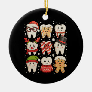 Dental Christmas Cute Teeth Dentist Santa Hat Xmas Ceramic Tree Decoration