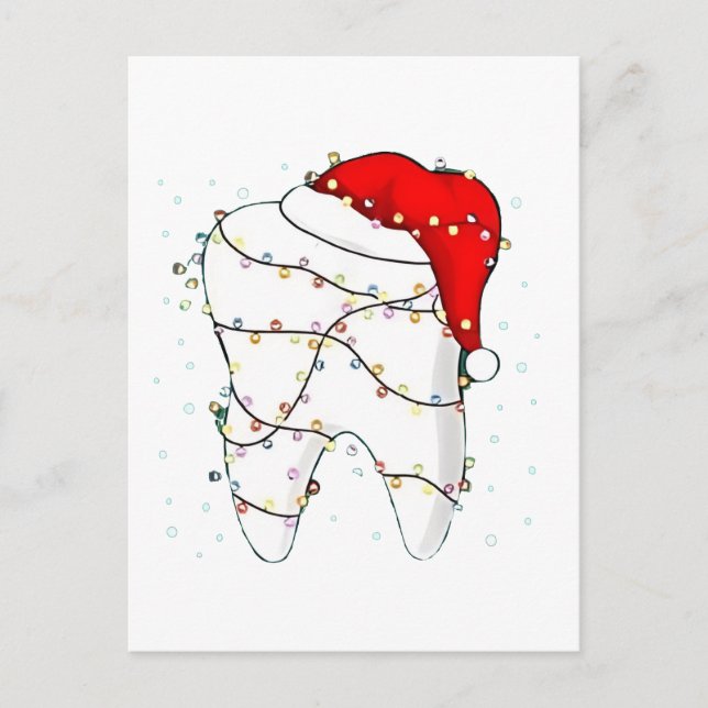 Dental Christmas Dunny Dentist Holiday  Invitation Postcard (Front)