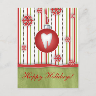 Dental Christmas Postcard Red Stripes
