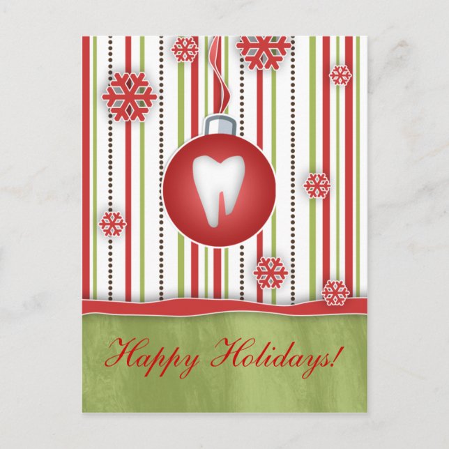 Dental Christmas Postcard Red Stripes (Front)