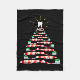 Dental Christmas Tooth Brush Christmas Tree Fleece Blanket