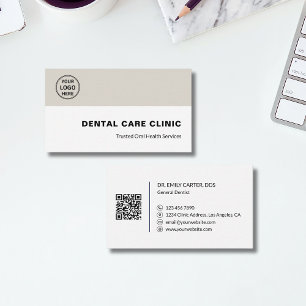 Dental Clinic Dentist Professional Logo QR Code Business Card