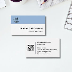 Dental Clinic Dentist Professional Logo QR Code Business Card