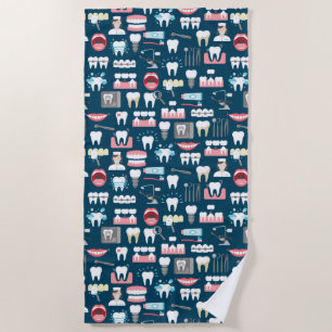 Dental Clinic Office Pattern Beach Towel