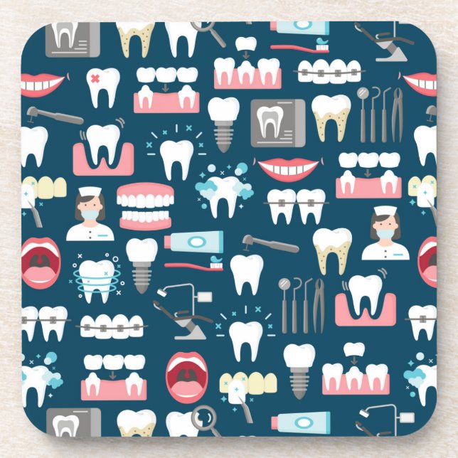 Dental Clinic Office Pattern Coaster (Front)