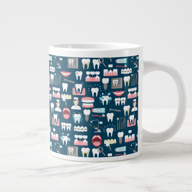 Dental Clinic Office Pattern Large Coffee Mug (Right)