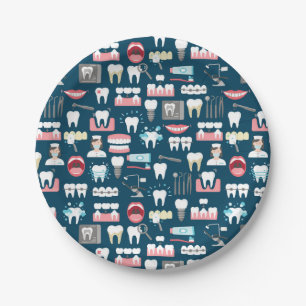 Dental Clinic Office Pattern Paper Plate