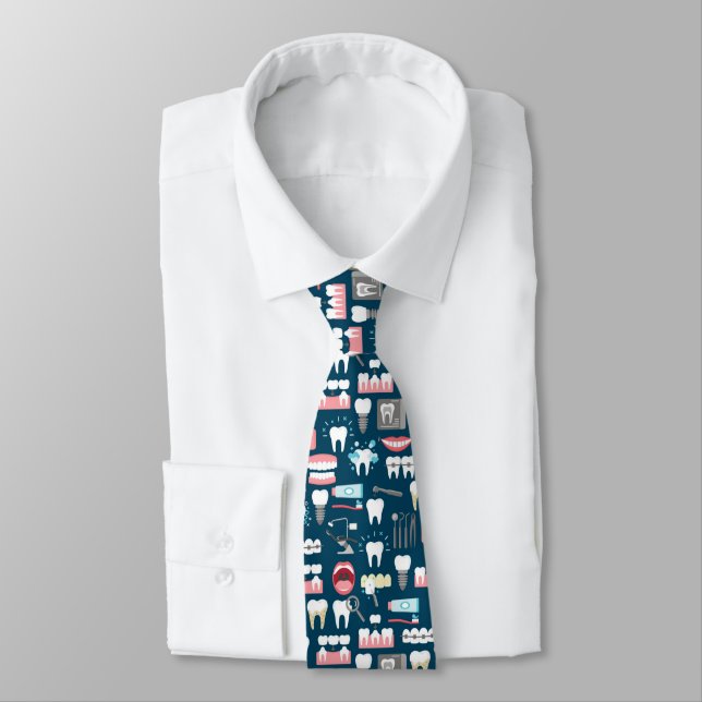 Dental Clinic Office Pattern Tie (Tied)