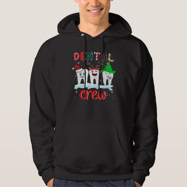 Dental Crew Teeth Dentist Christmas Xmas PJ Pajama Hoodie (Front)