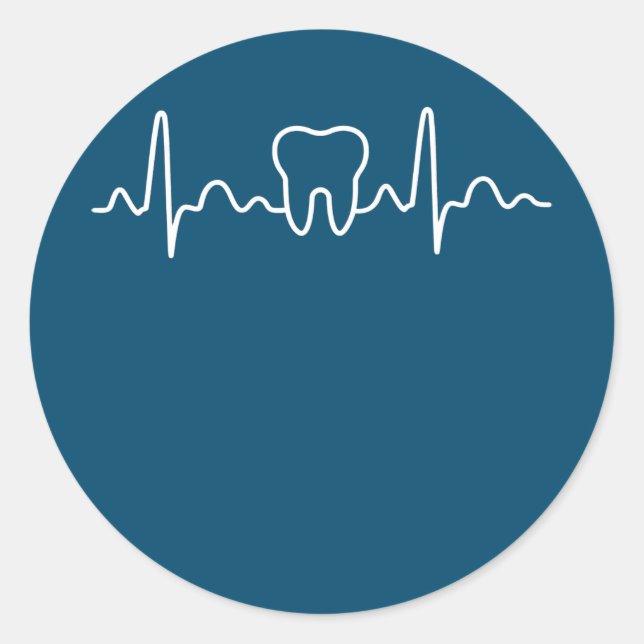 Dental Dentist Dental hygienist tooth heartbeat Classic Round Sticker (Front)