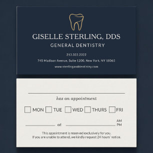 Dental Dentistry Navy Blue Appointment Reminder Business Card