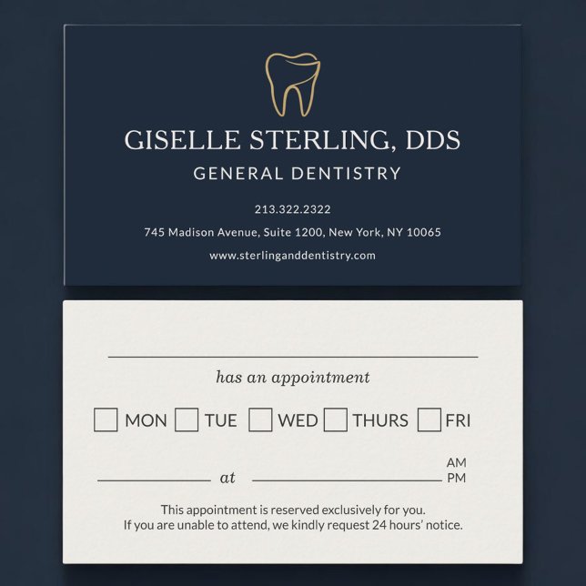 Dental Dentistry Navy Blue Appointment Reminder Card (Creator Uploaded)