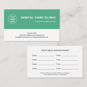 Dental Dentistry Professional Green Reminder Appointment Card