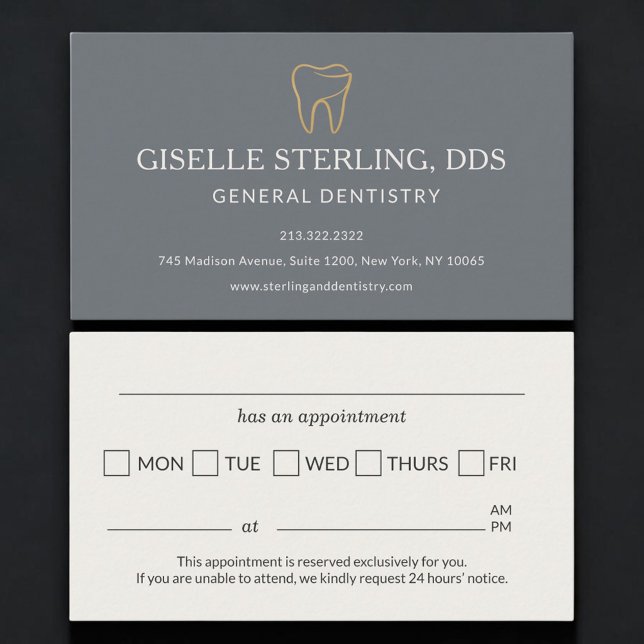 Dental Dentistry Silver Appointment Reminder Business Card (Creator Uploaded)
