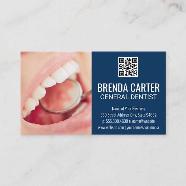 Dental Exam | QR Scan Code Business Card (Front)