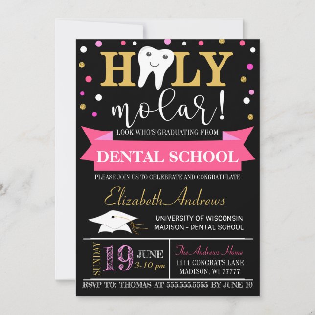 Dental Graduation Invitation - Chalkboard (Front)