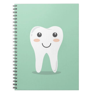 Dental health graphic art, happy tooth notebook