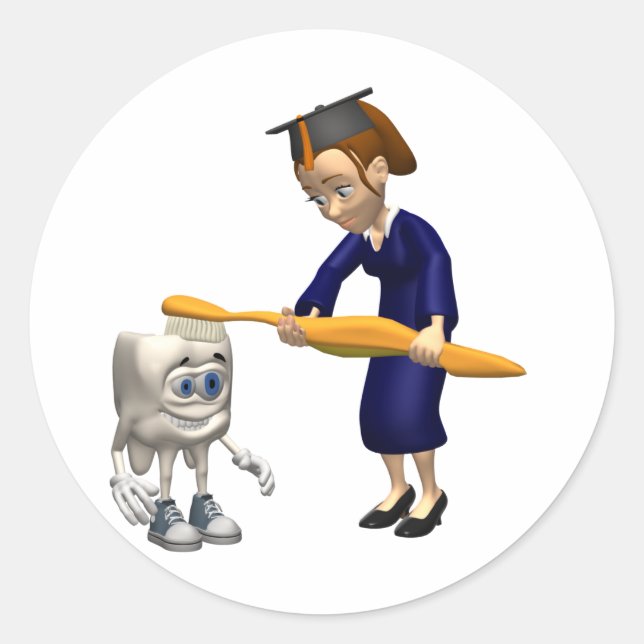 Dental Hygiene or Dentist Graduation Gifts Classic Round Sticker (Front)