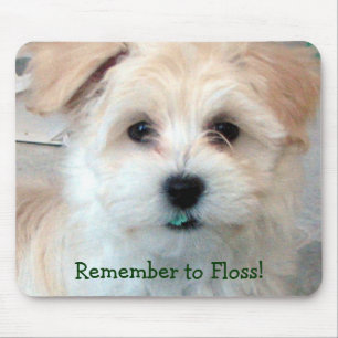 Dental Hygiene Puppy - Remember to Floss! Mouse Pad