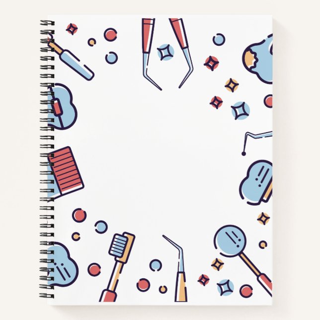 Dental Hygienist Cute Tools Pattern Spiral Noteboo Notebook (Front)