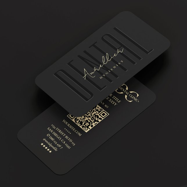 Dental Hygienist Dentist Orthodontist Modern Black Business Card (Dental Hygienist Dentist Orthodontist Modern Black)