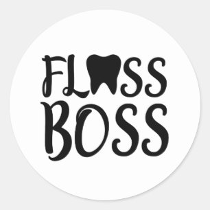 Dental Hygienist Floss Boss Classic Round Sticker