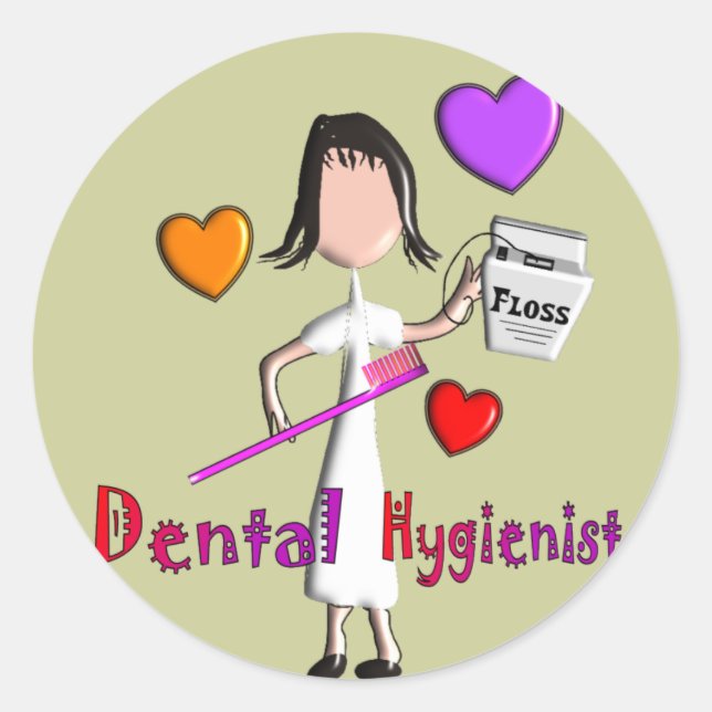 Dental Hygienist Gifts Adorable Hearts Design Classic Round Sticker (Front)