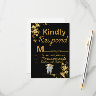 Dental Hygienist Graduation RSVP Card | Black & Go