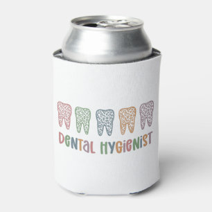 Dental Hygienist RDH Dentist Leopard teeth gifts Can Cooler