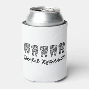 Dental Hygienist RDH Dentist leopard teeth gifts Can Cooler
