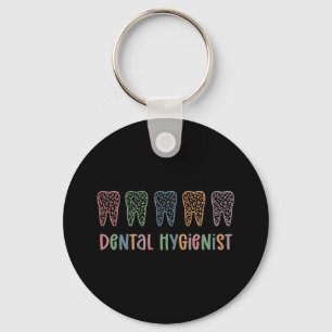 Dental Hygienist RDH Dentist Leopard teeth gifts Key Ring