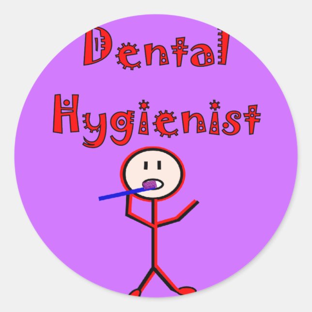 Dental Hygienist Stick Person With Toothbrush Classic Round Sticker (Front)