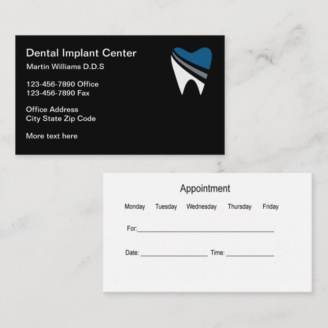 Dental Implants Appointment Business Cards (Front/Back)