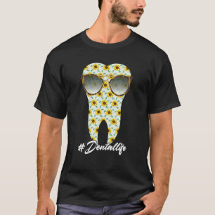 Dental Life Tooth Sunflower Leopard Dentist Dental T-Shirt