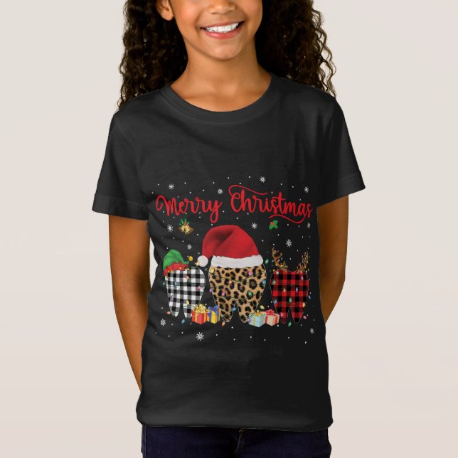 Dental Merry Christmas Santa Hat Pajama Funny Dent T-Shirt (Front)
