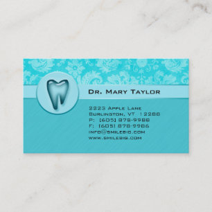 Dental Molar Business Card Damask Blue stripes