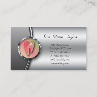 Dental Molar Business Card Silver Logo Dentist