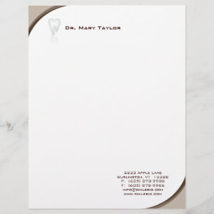 Dental Molar Stationery Beige Curve Logo Customized Letterhead