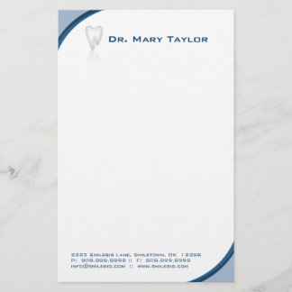 Dental Molar Tooth Stationery Blue Curve
