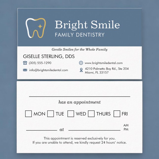 Dental Office Blue Appointment Reminder Card (Creator Uploaded)