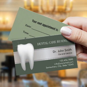 Dental Office Elegant Sage Green Dentist Appointment Card